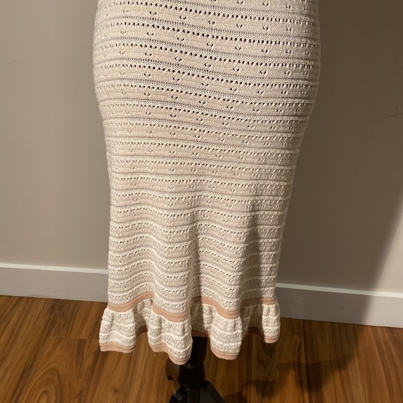 Vintage style Beige crochet see through dress woman size S - Picture 9 of 13